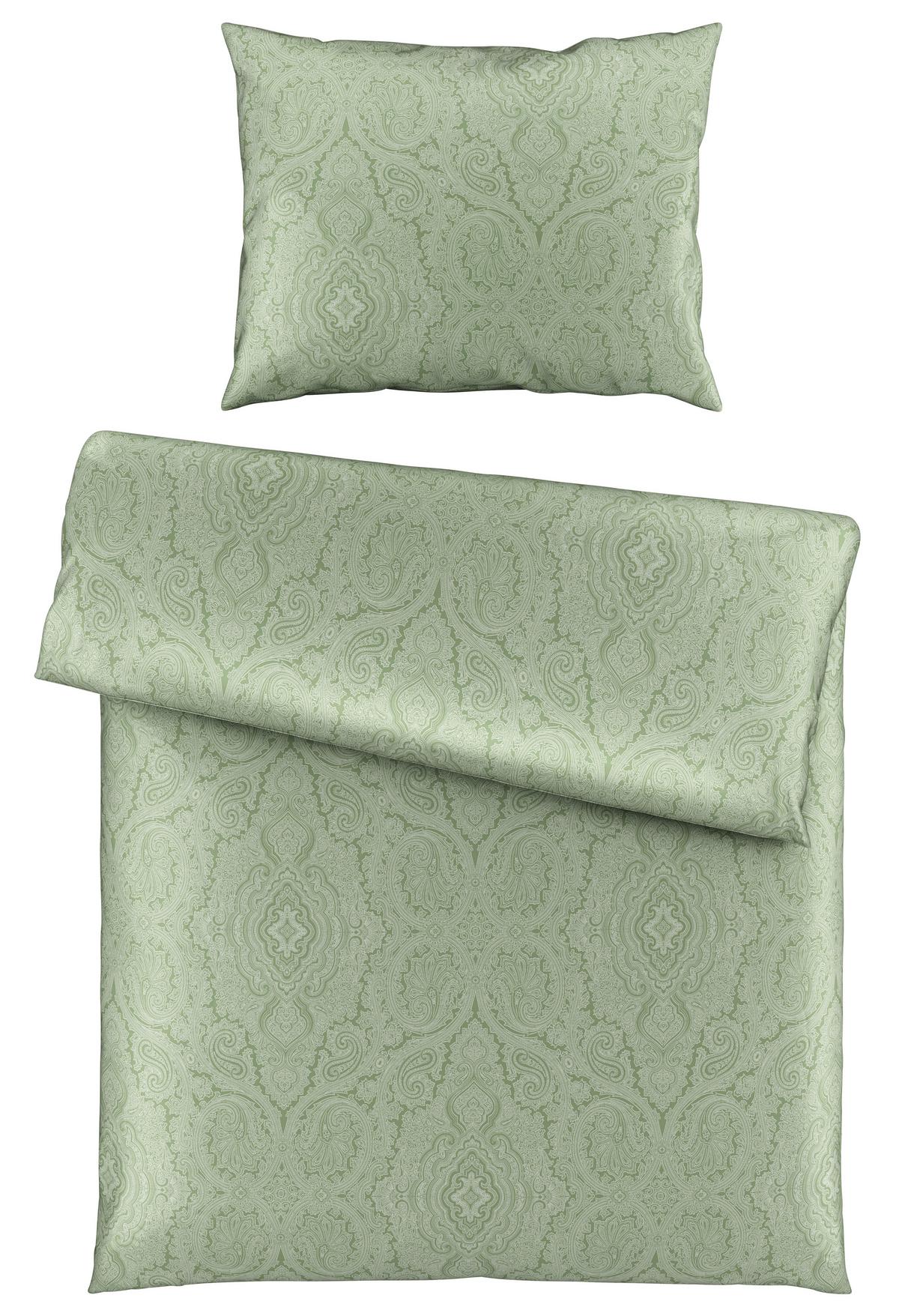 Renforcé-Bettwäsche 140x200 cm Leona Grün Ornamente - Grün, ROMANTIK / LANDHAUS, Textil (140/200cm) - James Wood