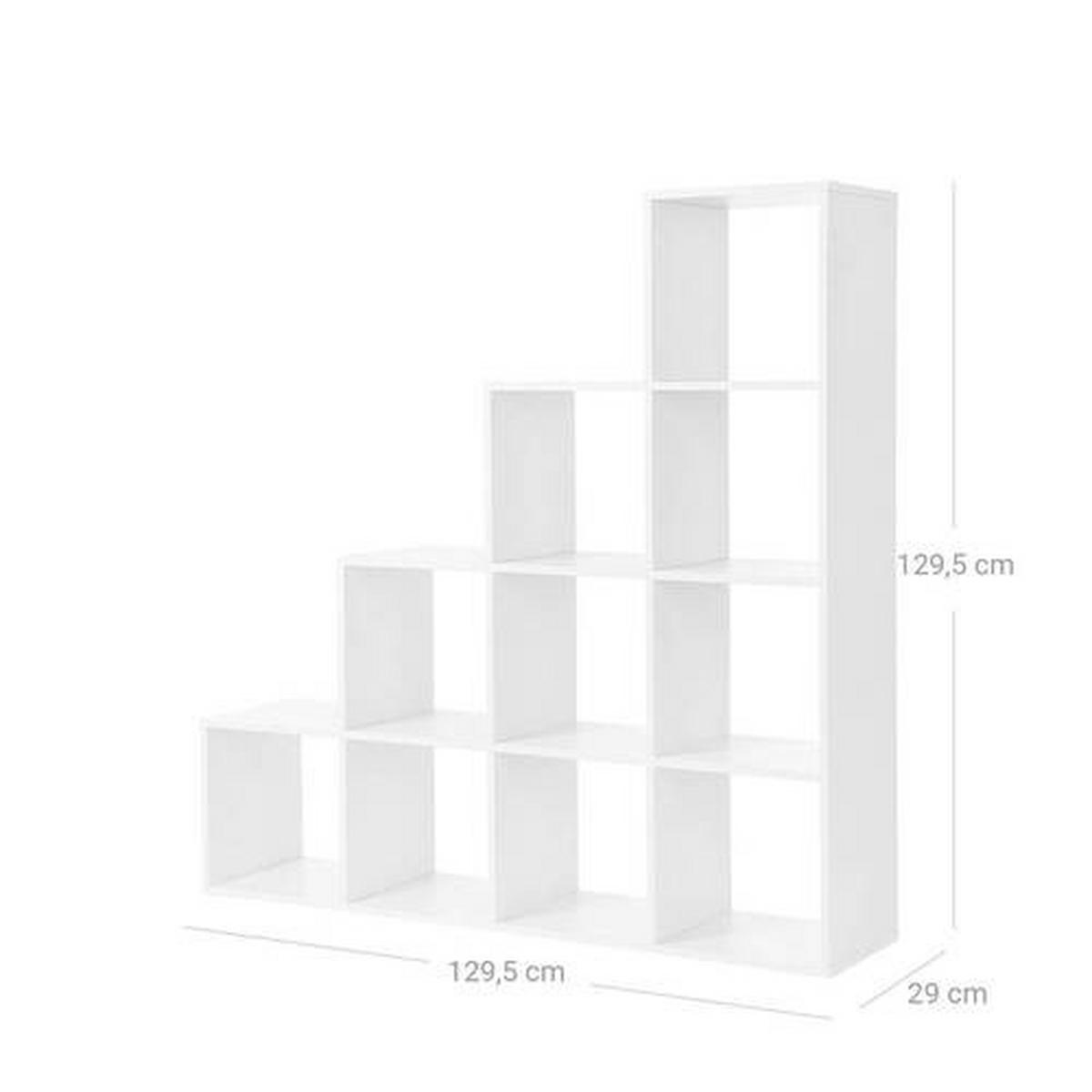 Regal Mit 10 Würfel B: 130 cm, Weiß - Weiß, Basics, Holzwerkstoff (129,5/129,5/29cm) - Boxxx