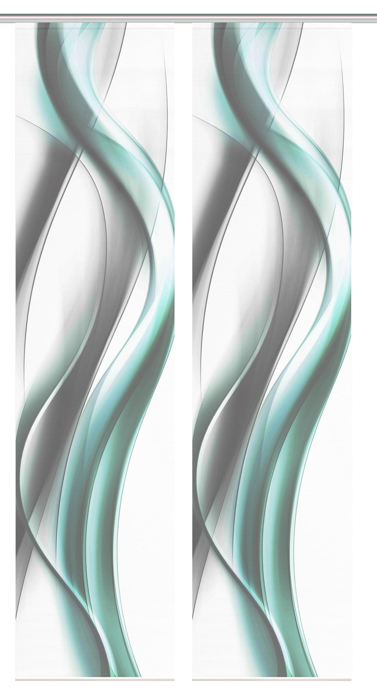 Flächenvorhang Cara 2er Set - Weiß/Grau, Design, Textil (60/260cm)