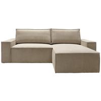 Eckschlafsofa Perllo - Taupe/Schwarz, KONVENTIONELL, Holz/Textil (251/170cm) - MID.YOU