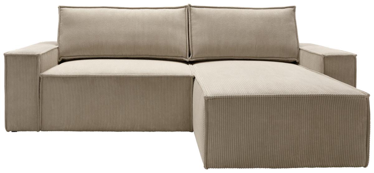 Eckschlafsofa Perllo - Taupe/Schwarz, KONVENTIONELL, Holz/Textil (251/170cm) - MID.YOU