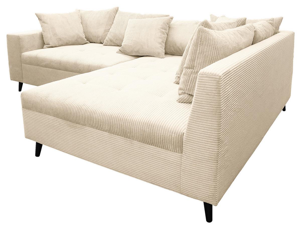 Ecksofa Pruno, Creme S: 247x174 Cm - Creme/Schwarz, Design, Textil (247/174cm) - MID.YOU
