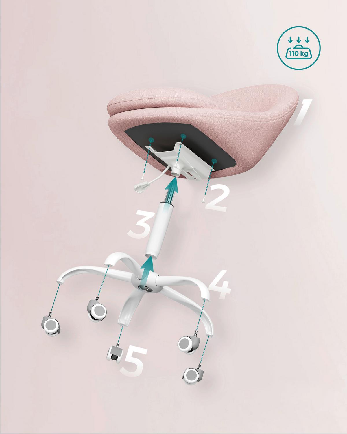 Drehstuhl Rosa B: 60cm - Pink/Weiß, Basics, Textil/Metall (60/83/60cm)