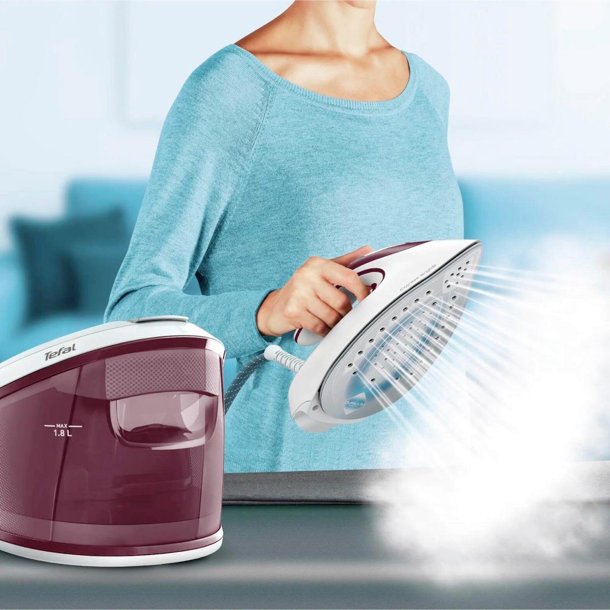 DAMPFBÜGELSTATION 2800W, 180ml - Weinrot/Weiß, Basics, Kunststoff/Metall (36/21/26cm) - Tefal