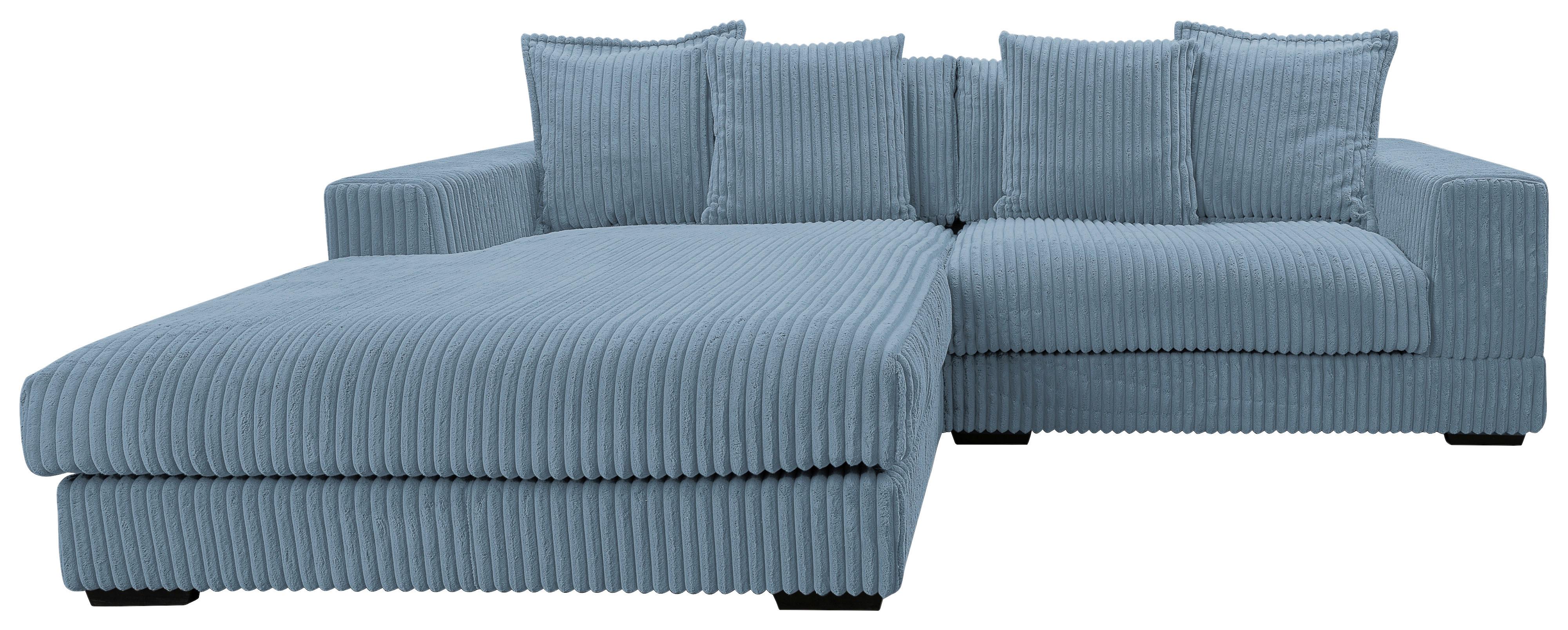 Ecksofa Funny - Schwarz/Hellblau, Design, Textil (195/285cm) - MID.YOU