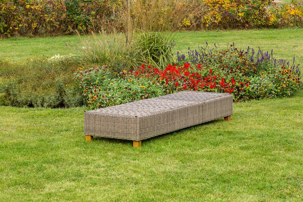 Sonnenliege Toskana Holz/ Kunststoff/Textil mit Auflage - Akaziefarben/Cappuccino, KONVENTIONELL, Holz/Kunststoff (80/34/86/200cm) - Gardenson