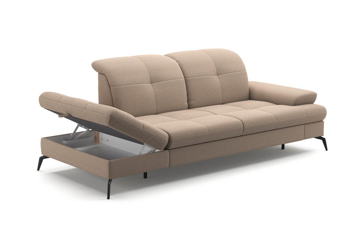 Récamiere Amica E, Taupe B: 231 Cm - Taupe/Schwarz, KONVENTIONELL, Textil (231/90/122cm) - Sit & More