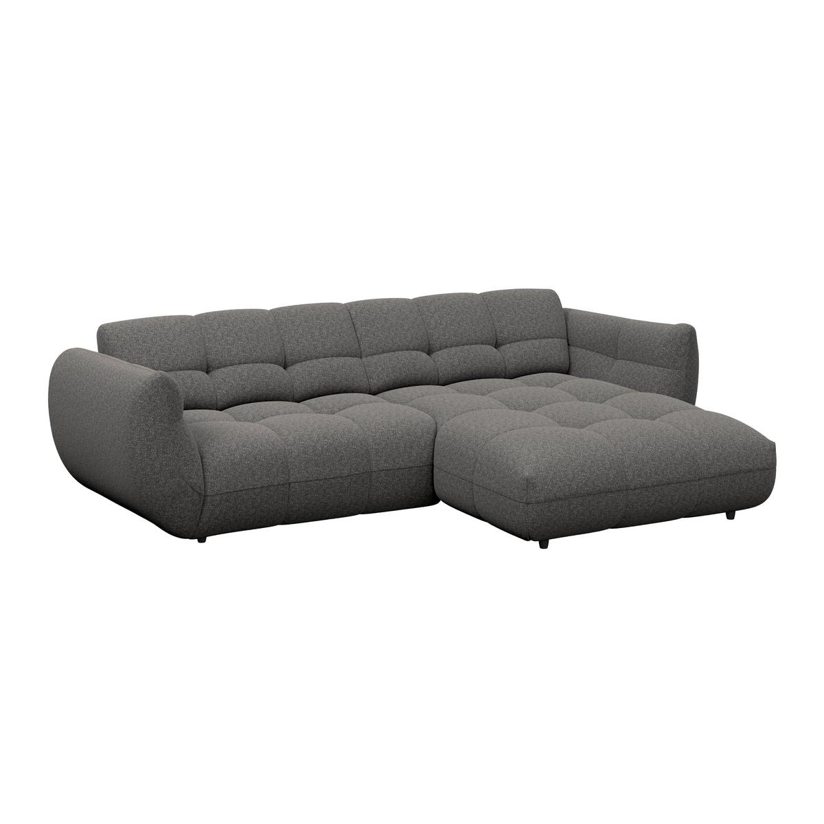 Ecksofa Panda Chenille grau, 280x178cm - Schwarz/Grau, Trend, Textil (280/178cm)