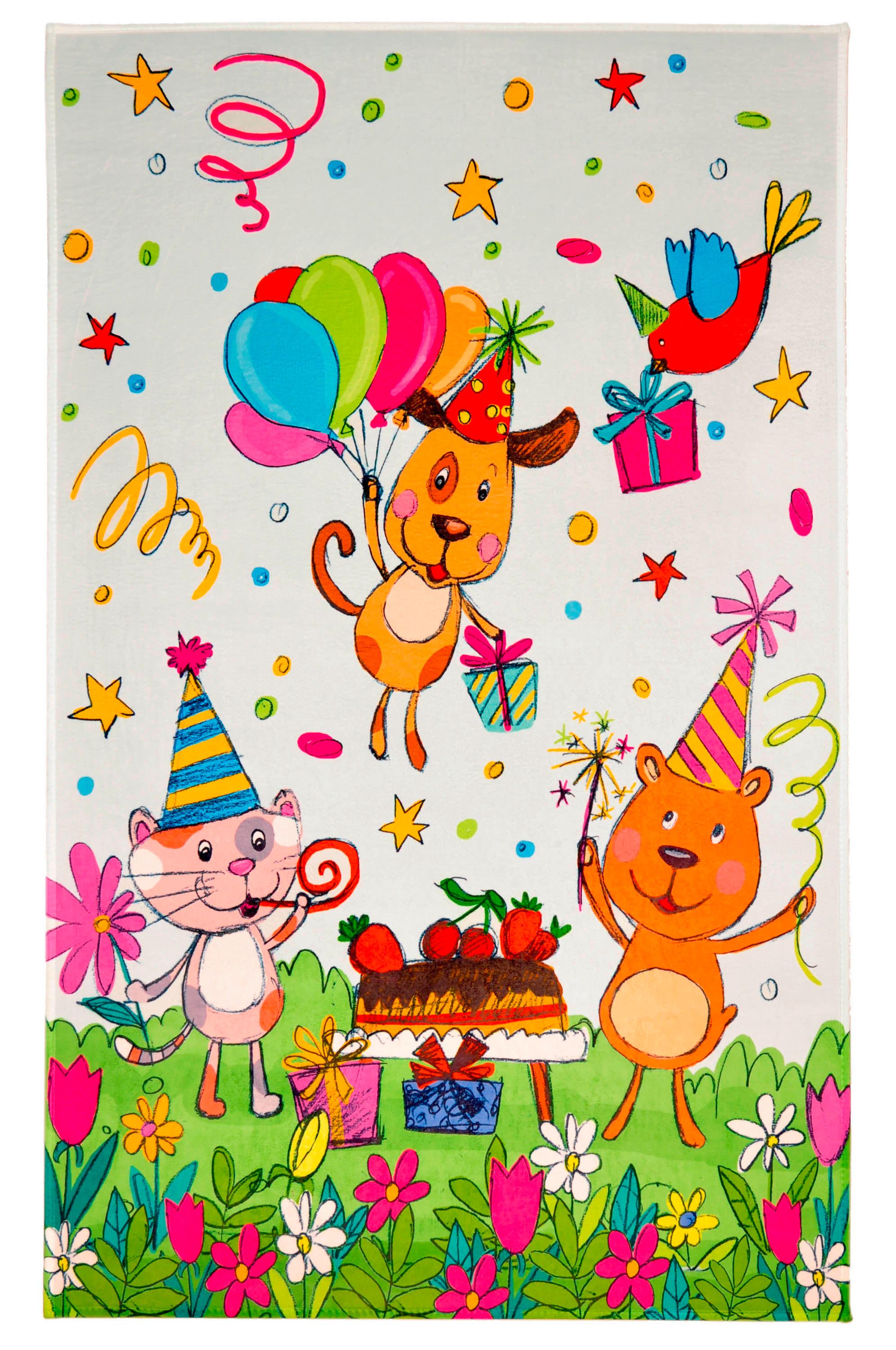 Kinderteppich Tiere Multicolor Lovely Kids 100x160 Cm - Multicolor, Trend, Textil (100/160cm)