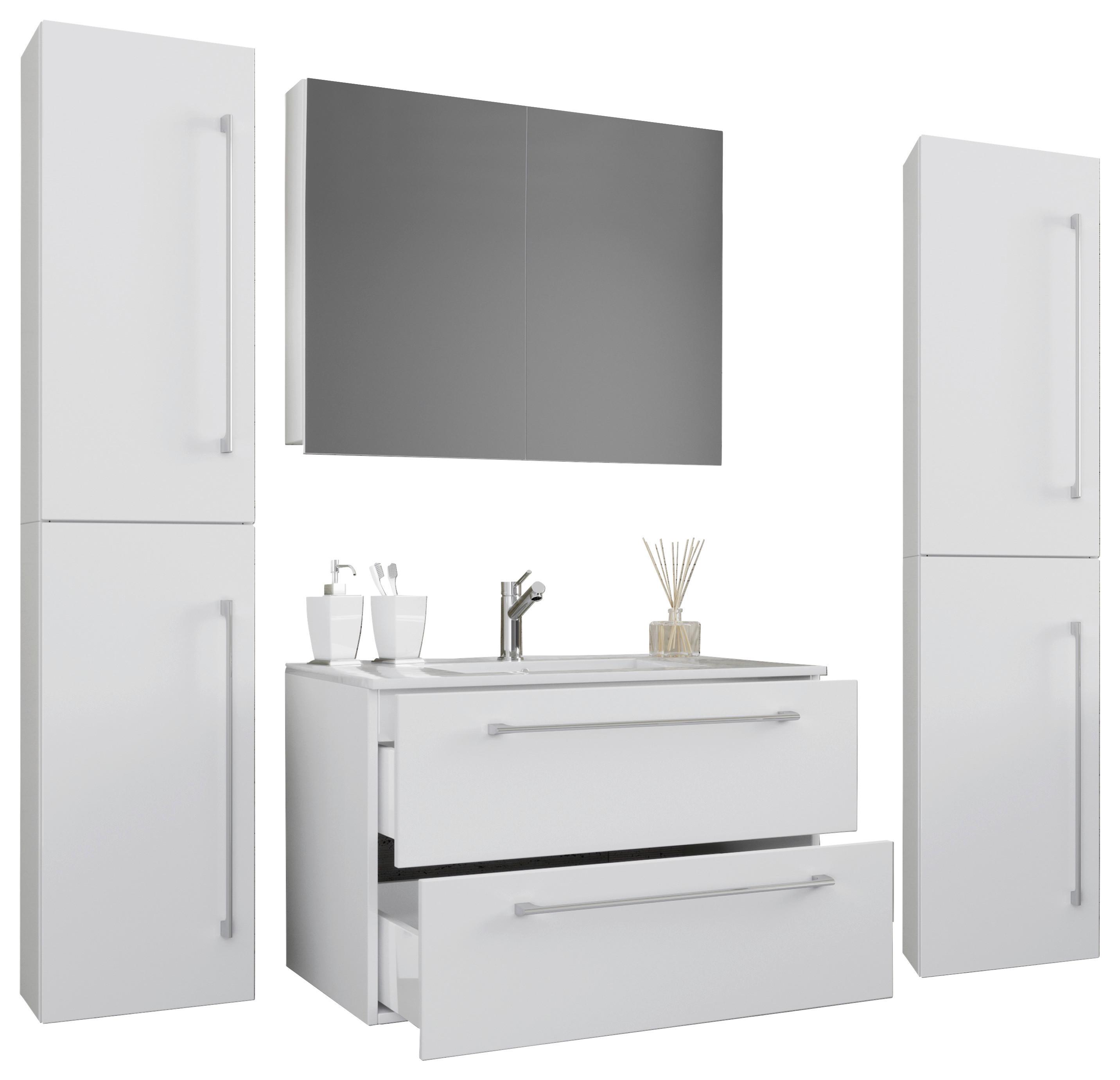 Badezimmer Badinos 5-teilig Weiß B: 126 Cm - Weiß, MODERN, Keramik/Holzwerkstoff (127cm) - MID.YOU