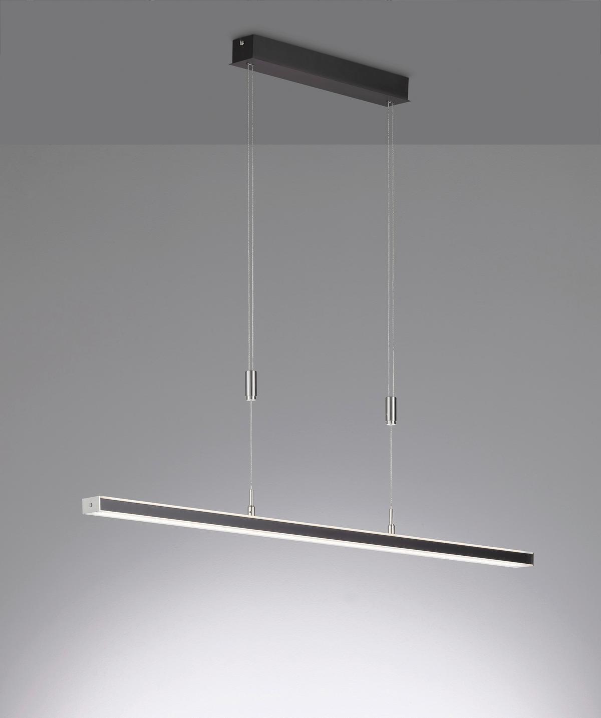 LED-Hängeleuchte 60538 - Schwarz/Nickelfarben, Design, Metall (115/7/90cm) - Fischer & Honsel