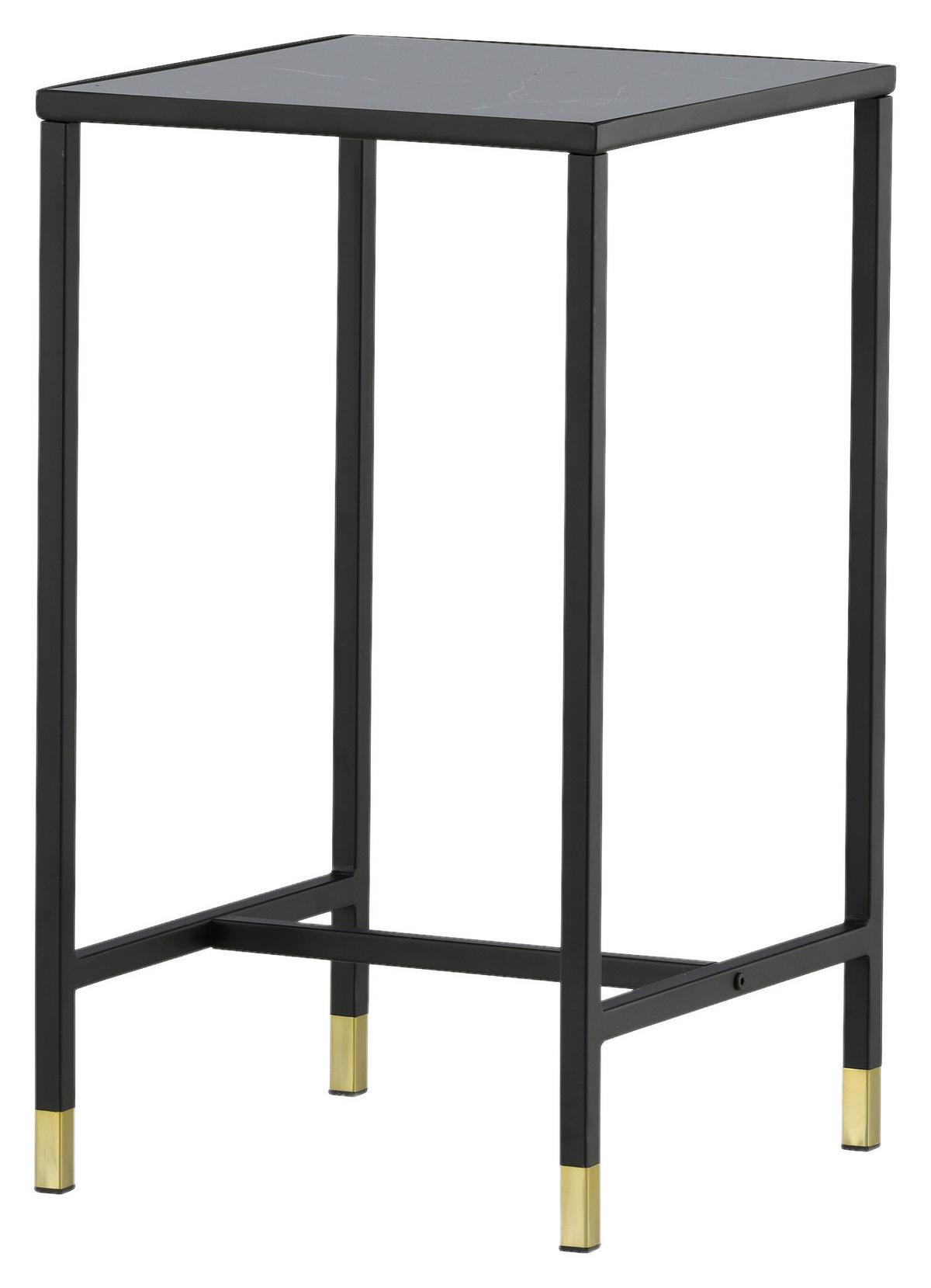 Beistelltisch Dipp - Messingfarben/Schwarz, Design, Glas/Metall (40/40/70cm) - Livetastic