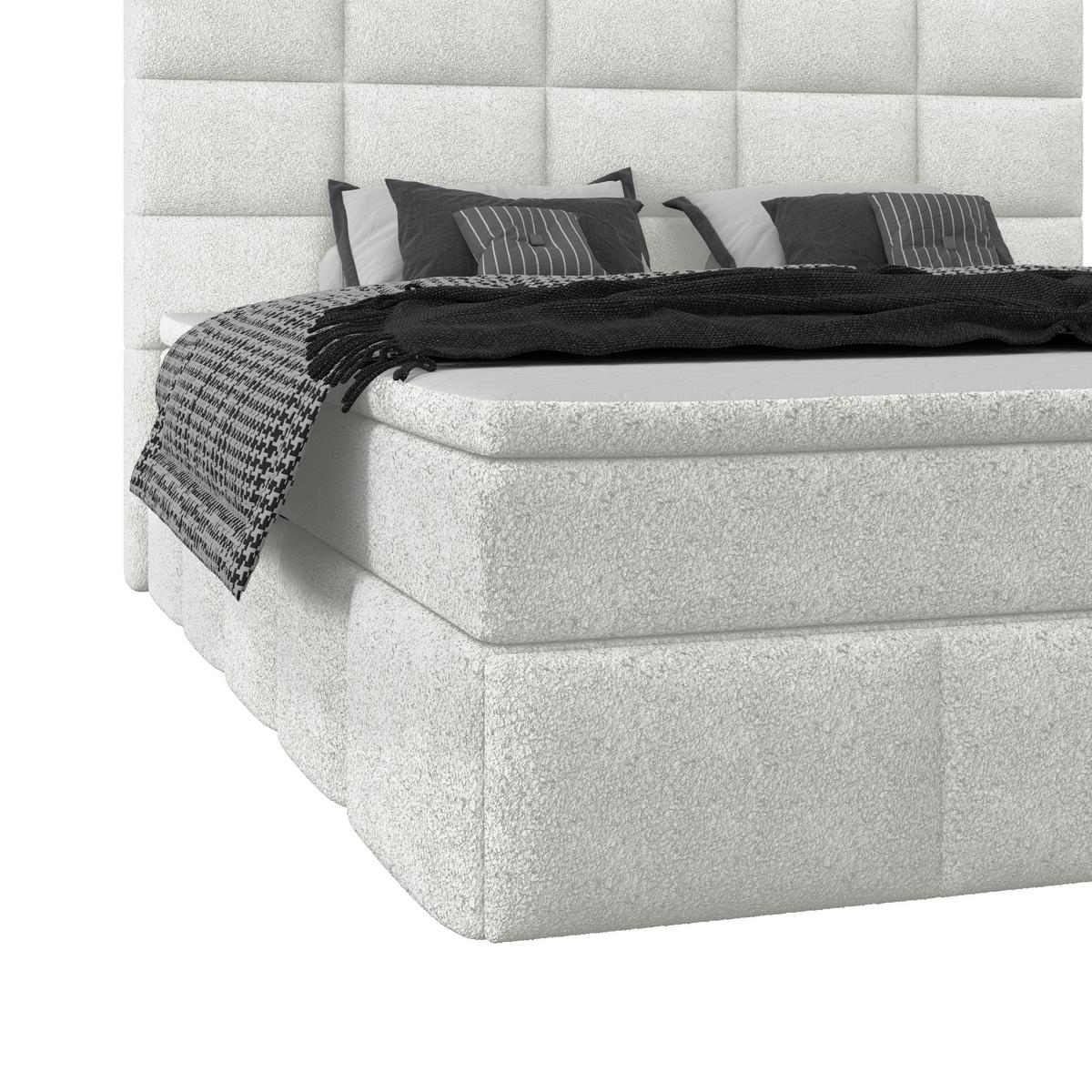 Polsterbett Alba Boucle Hellgrau, 160x200 cm - Hellgrau/Schwarz, Trend, Textil (160/200cm)