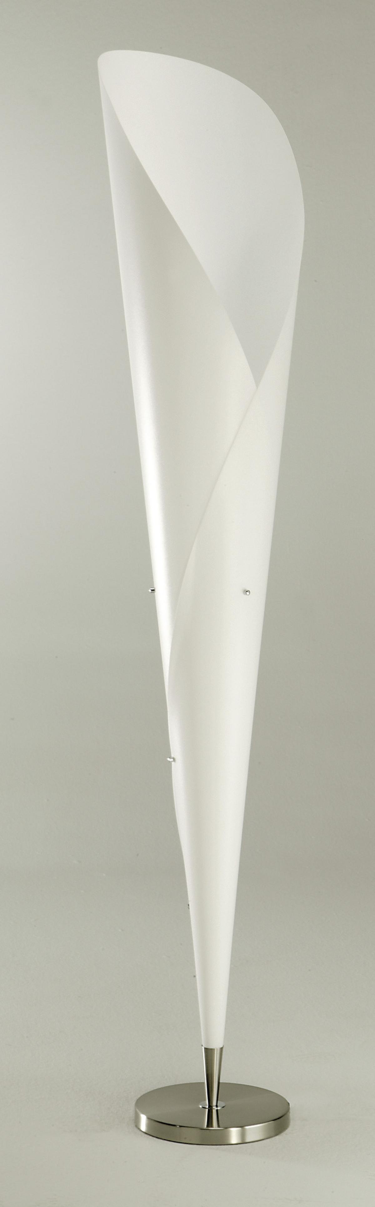 Stehlampe Tulip Weiß Blütenkelchform - Chromfarben/Weiß, KONVENTIONELL, Kunststoff/Metall (30/162cm) - Näve