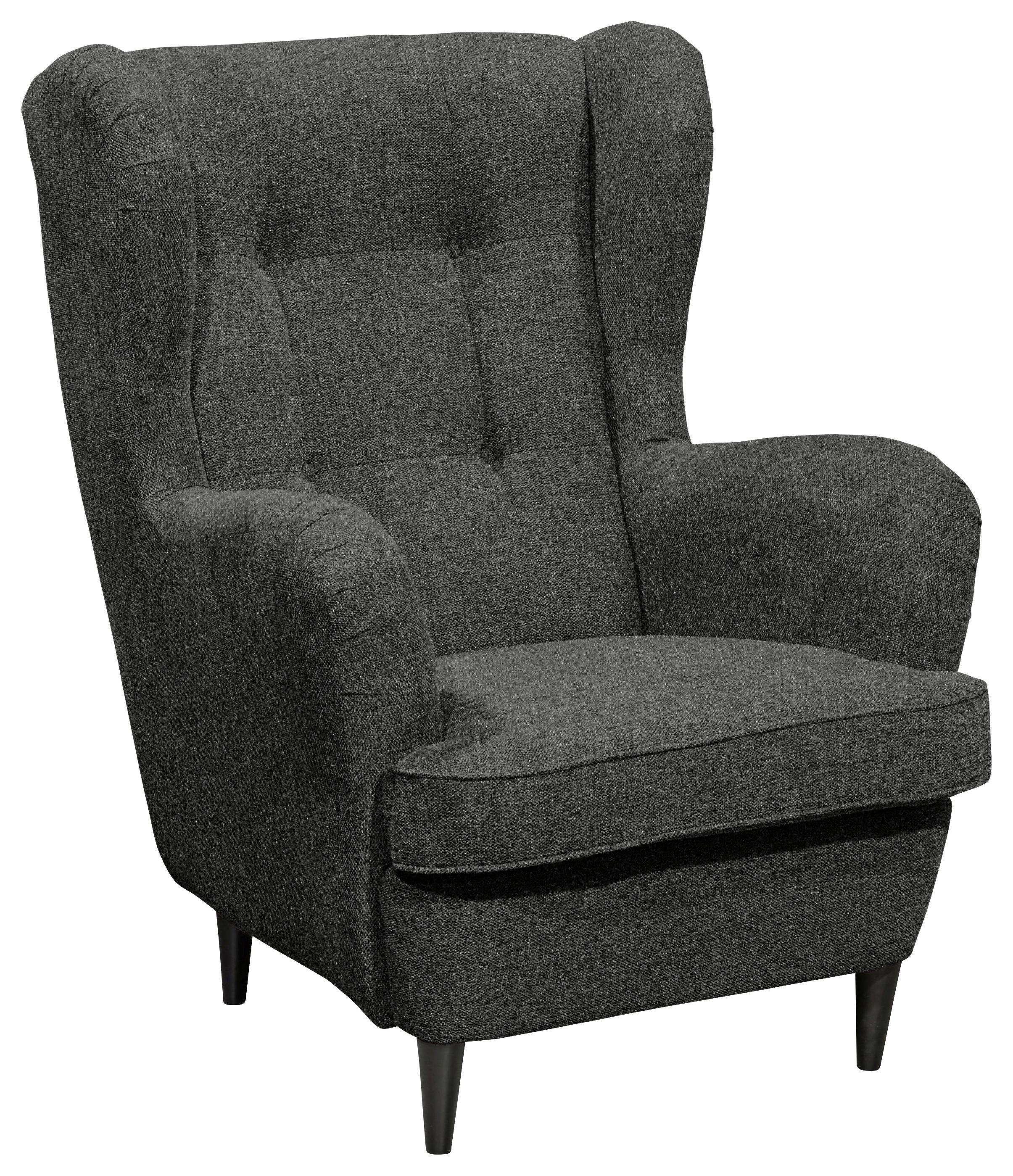 Ohrensessel Oskar Anthrazit B: 78 cm - Anthrazit/Schwarz, Basics, Textil (78/102/98cm) - Livetastic