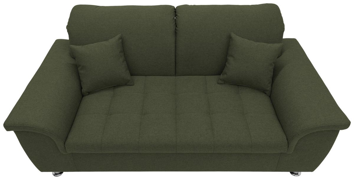 2-Sitzer-Sofa Franzi Armlehnen Grün Webstoff - Chromfarben/Grün, KONVENTIONELL, Textil (190/81/97cm) - MID.YOU
