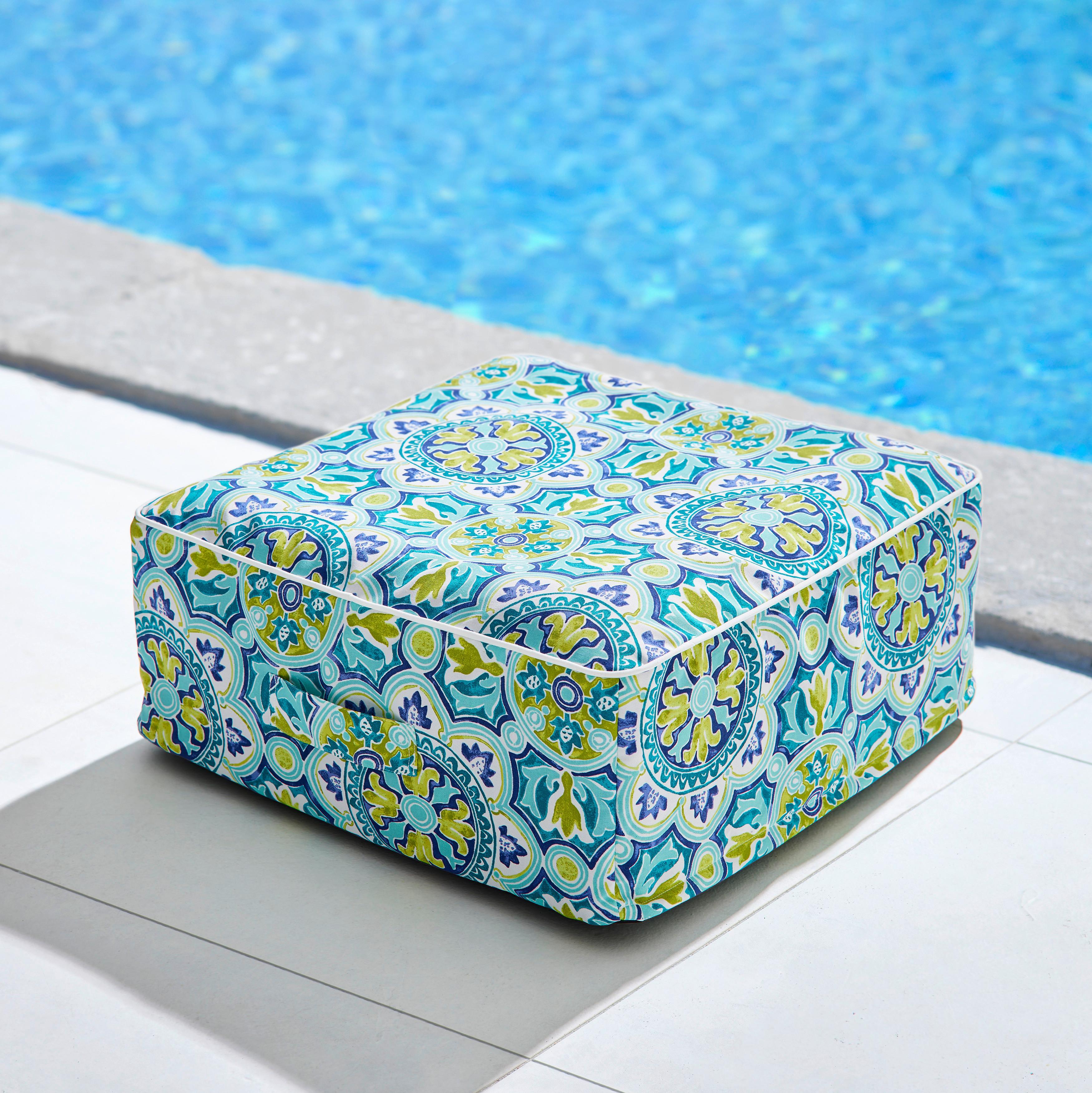SEDACÍ VENKOVNÍ PODUŠKA CASSY - modrá/vícebarevná, Moderní, textil (60/23/60cm) - Bessagi Garden