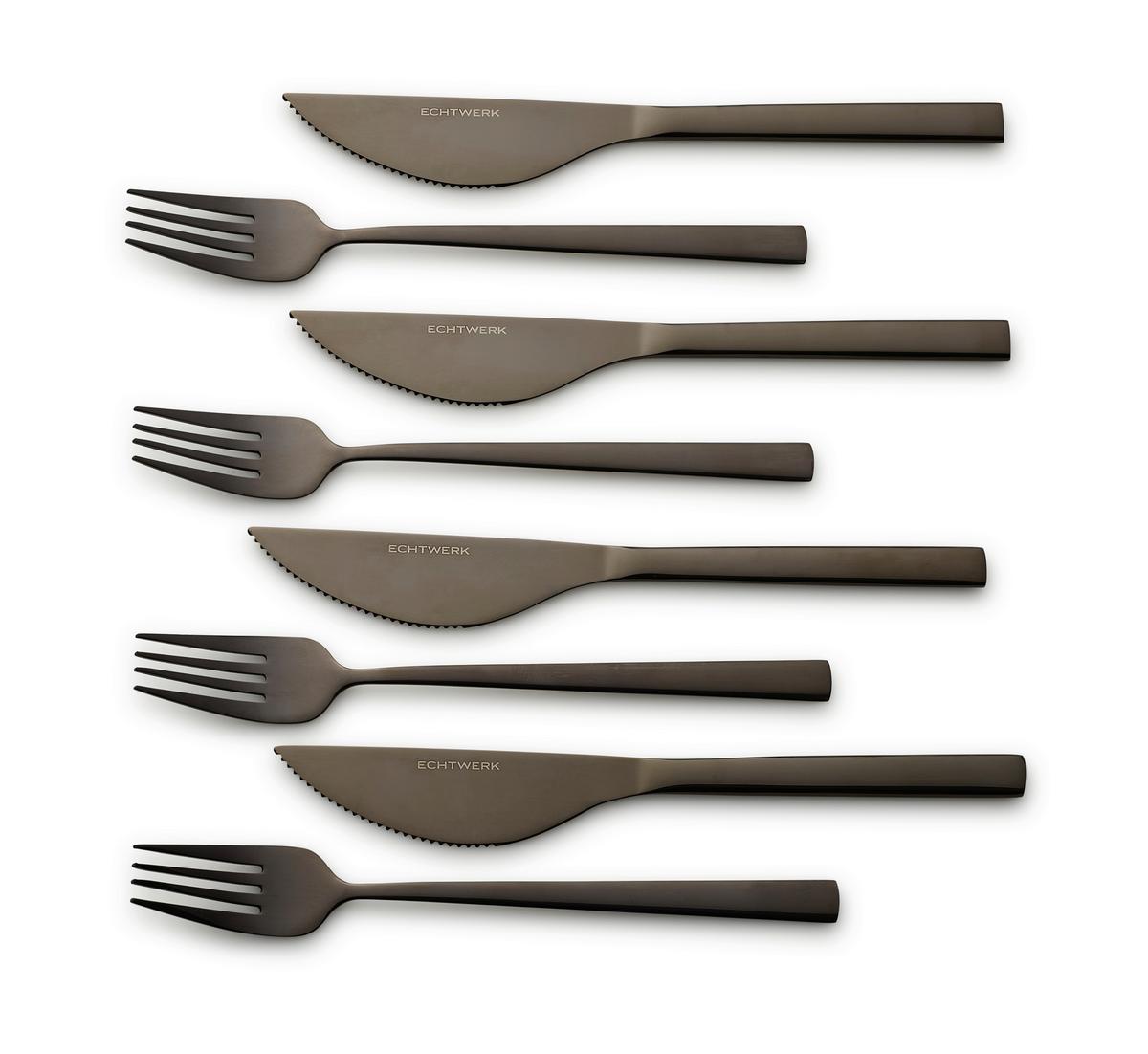 Pizzabesteckset 8-Teilig für 4 Personen - Schwarz, Basics, Metall (23cm) - Echtwerk