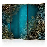 PARAVENT Blau Goldfarben B: 225 cm - Blau/Goldfarben, Basics, Holz/Textil (225/172/3cm) - artgeist