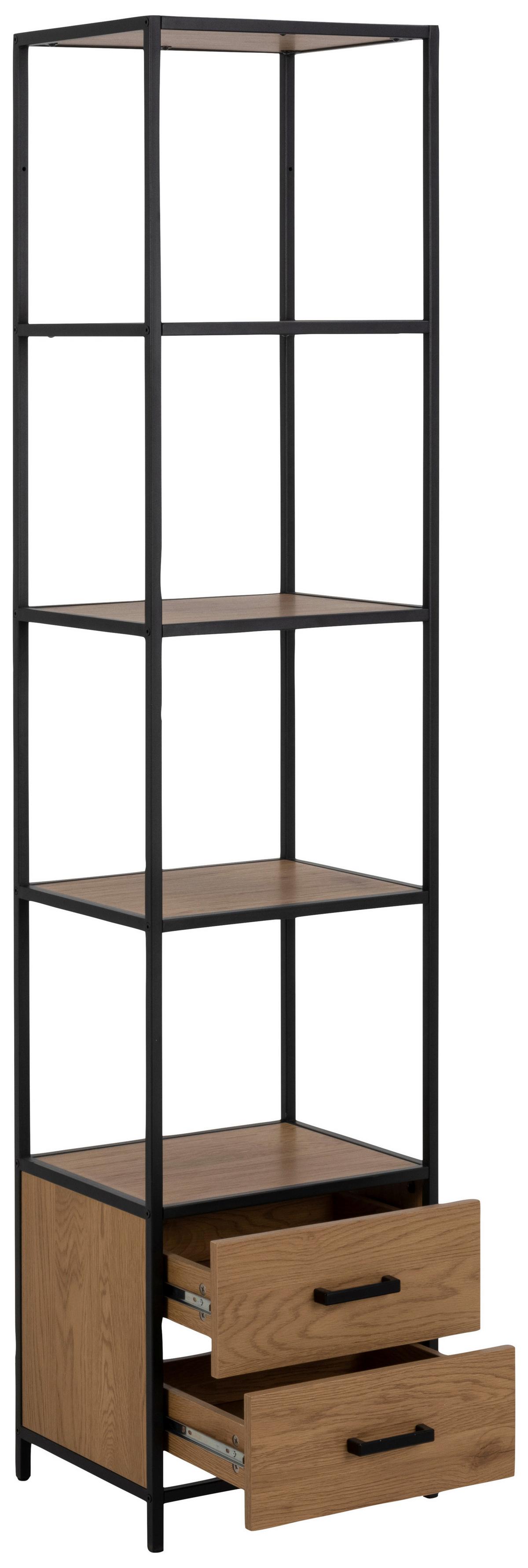Regal Seaford Mit Laden Seaford B: 42 Cm Wildeiche - Wildeiche/Schwarz, Trend, Holzwerkstoff/Metall (42/185/35cm) - MID.YOU