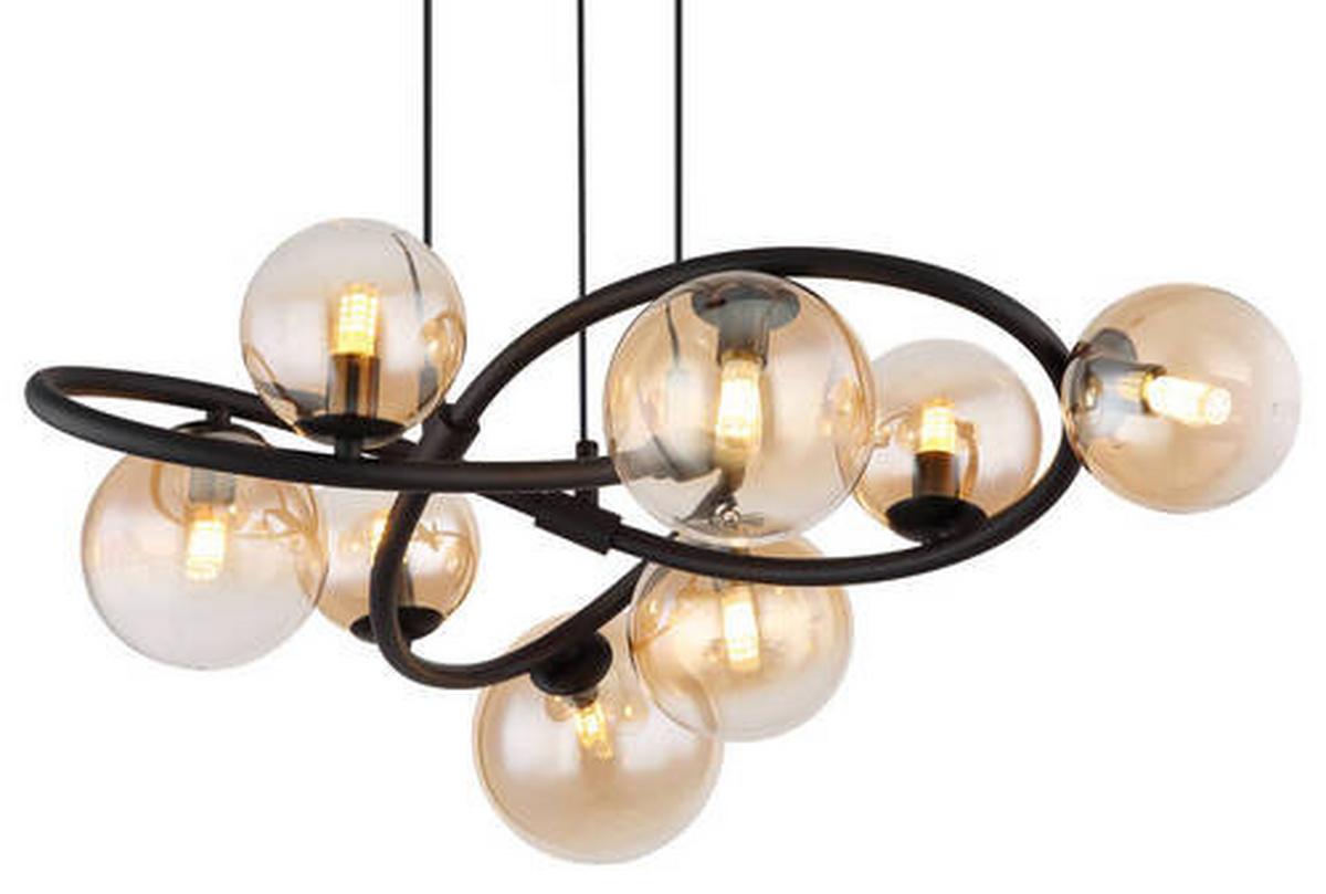 Hängeleuchte 56141-8h - Klar/Schwarz, Design, Glas/Metall (65/120cm) - Globo