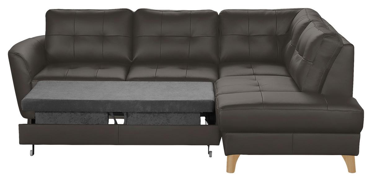 Ecksofa Nordic Dunkelbraun S: 236x190 cm - Dunkelbraun/Buchefarben, Design, Leder/Textil (236/190cm) - Livetastic