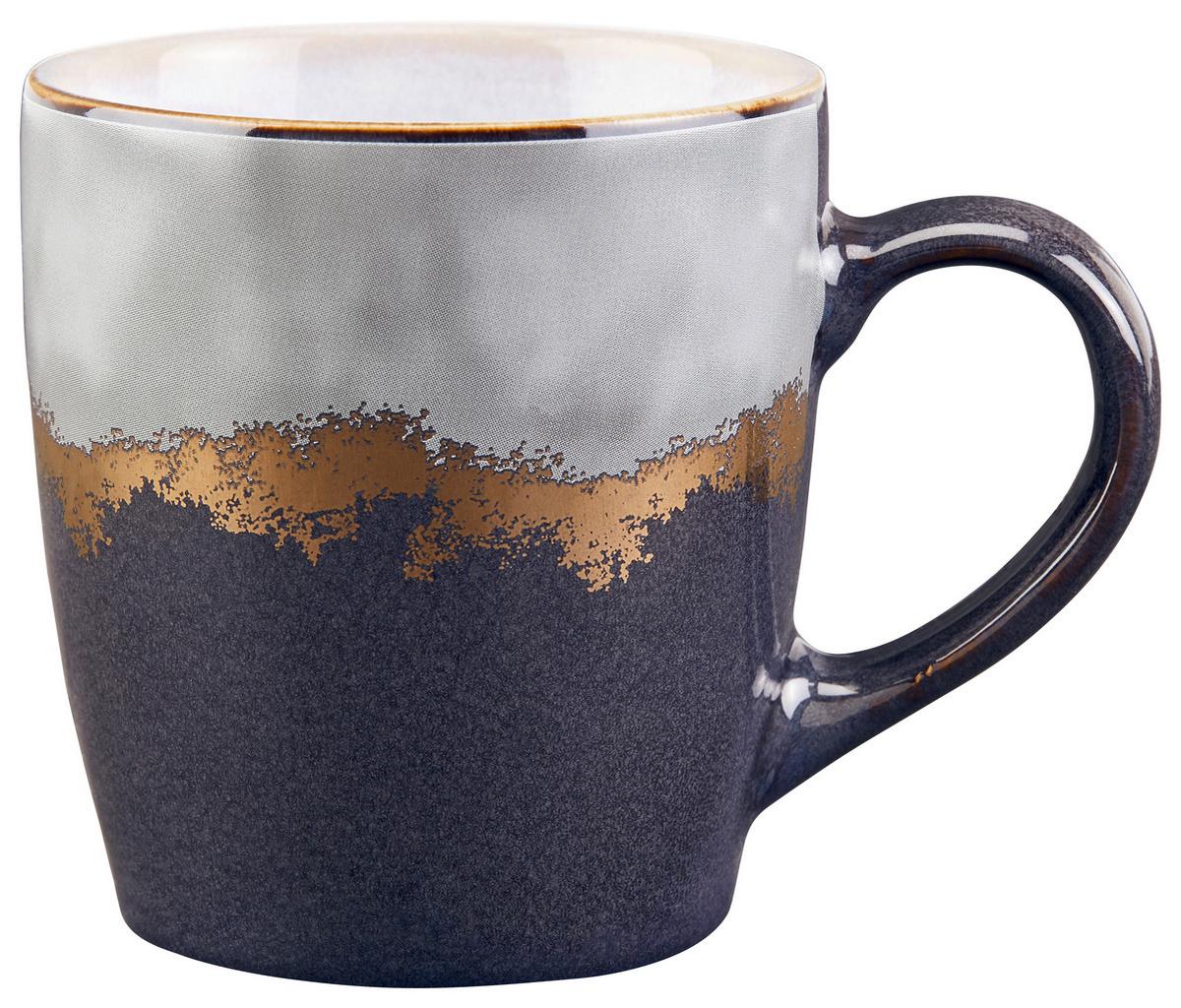 Kaffeebecher Steinzeug 200 ml Grau/Goldfarben Abstrakt Luana - Dunkelgrau/Goldfarben, ROMANTIK / LANDHAUS, Keramik (7,2/8cm) - James Wood