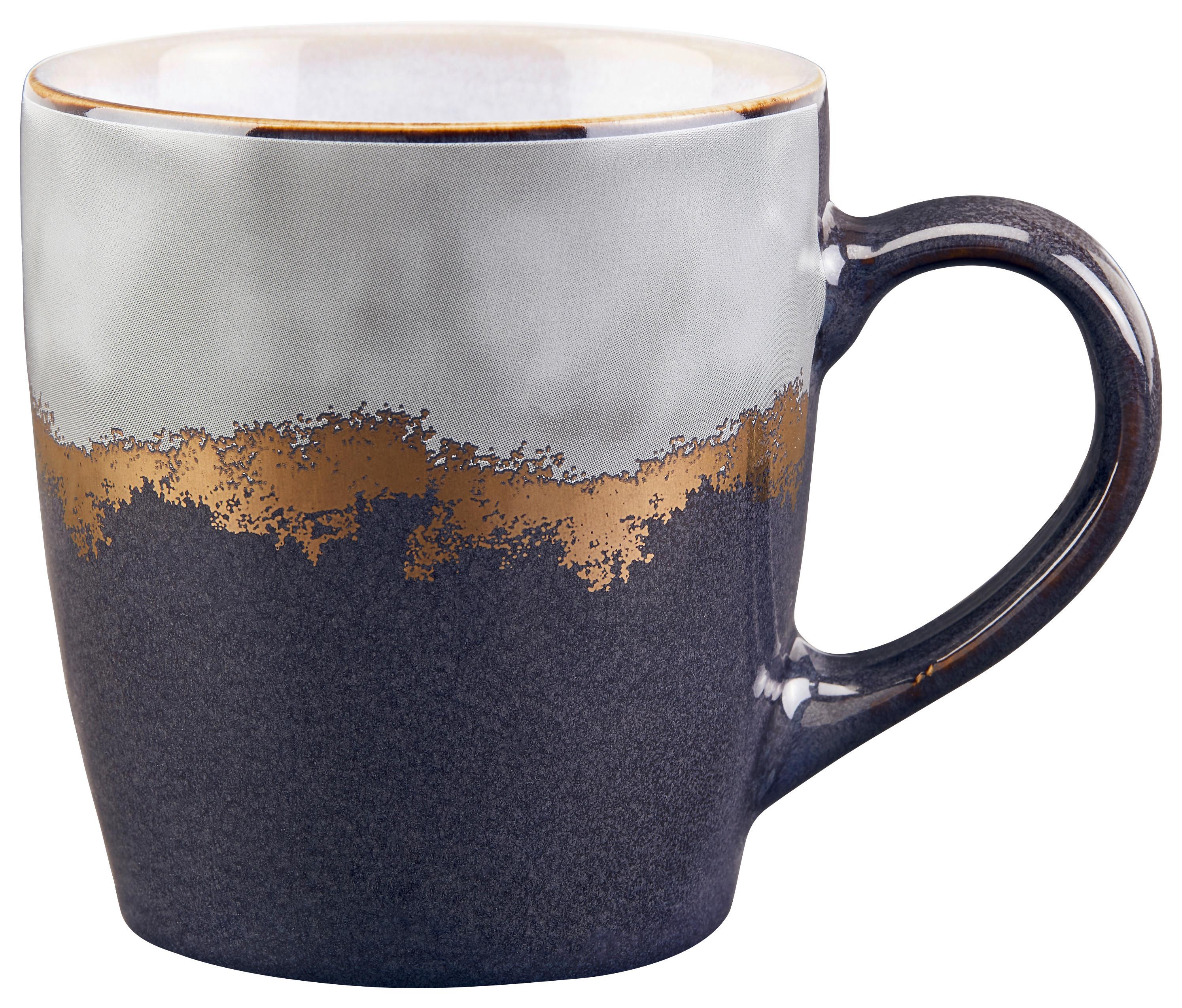 Kaffeebecher Steinzeug 200 ml Grau/Goldfarben Abstrakt Luana
