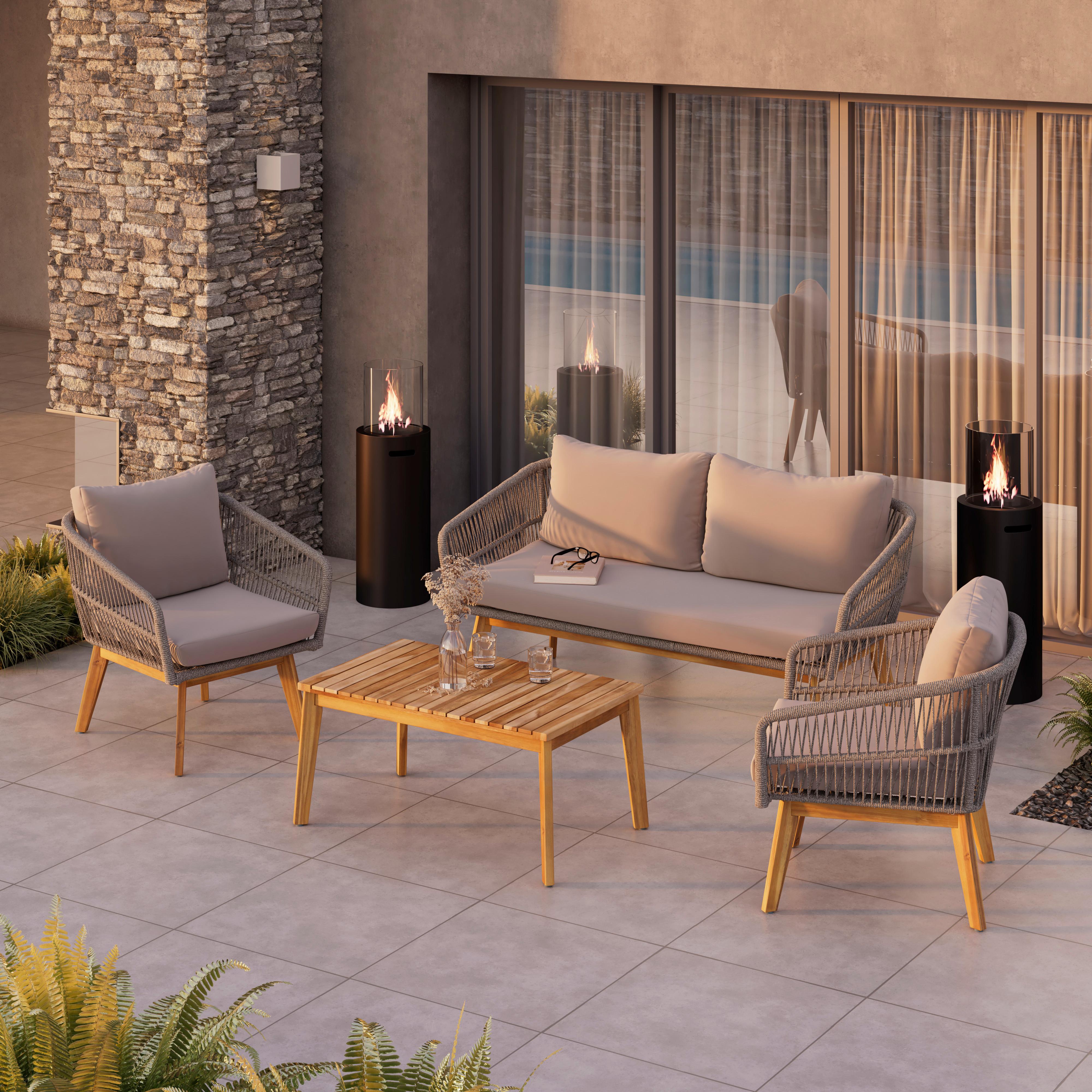 Loungegarnitur Geo - Grau/Akaziefarben, MODERN, Holz (90/43/55cm) - Beldano