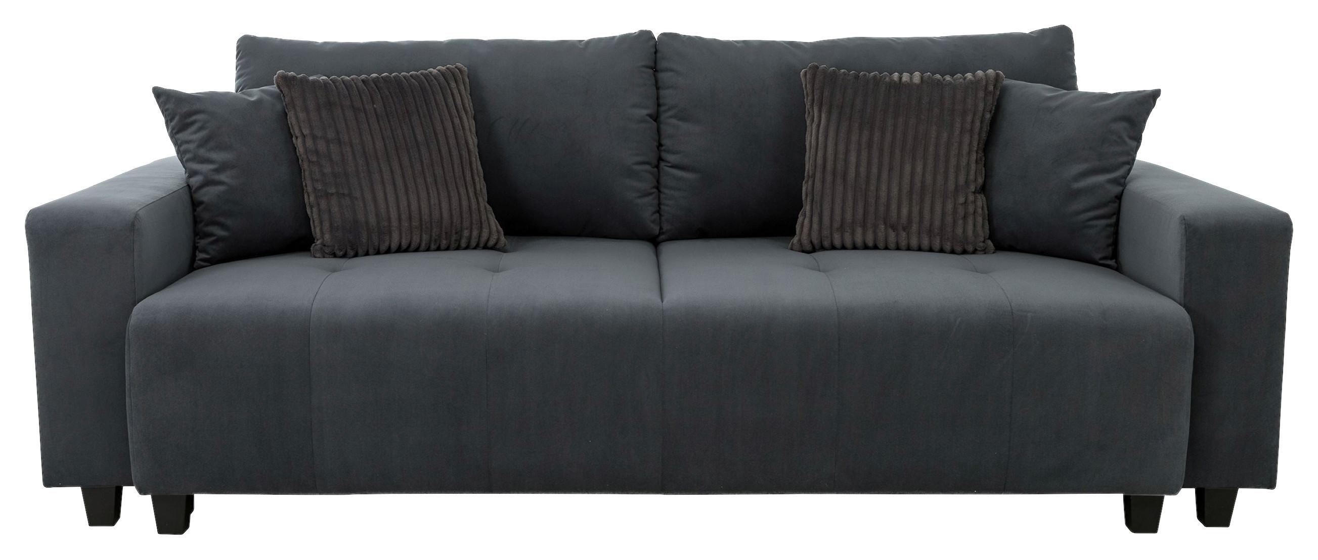 Ecksofa mit Bettfunktion Lily Velours anthrazit ,240x119cm - Anthrazit/Schwarz, Trend, Holz/Holzwerkstoff (240/119cm) - Luca Bessoni