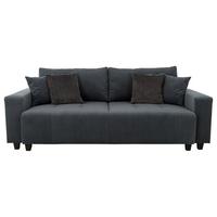 Ecksofa mit Bettfunktion Lily Velours anthrazit ,240x119cm - Anthrazit/Schwarz, Trend, Holz/Holzwerkstoff (240/119cm) - Luca Bessoni