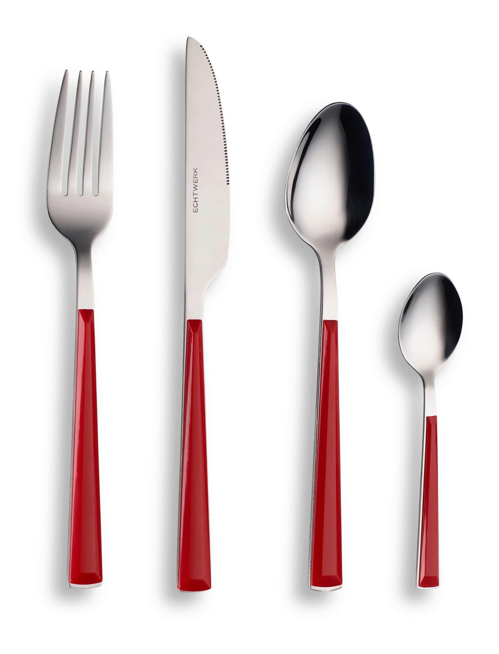 Besteckset 24-teilig Für 6 Personen - Rot/Silberfarben, Basics, Metall - Echtwerk