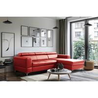 Ecksofa Torino Teilleder rot 247x173 - Rot/Schwarz, Design, Leder/Textil (247/173cm) - Livetastic