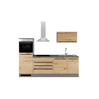 Küchenzeile Jazz 6 mit Geräten 260 cm Anthrazit/Eiche Dekor - Anthrazit/Eiche Artisan, KONVENTIONELL, Holzwerkstoff (260cm) - P & B