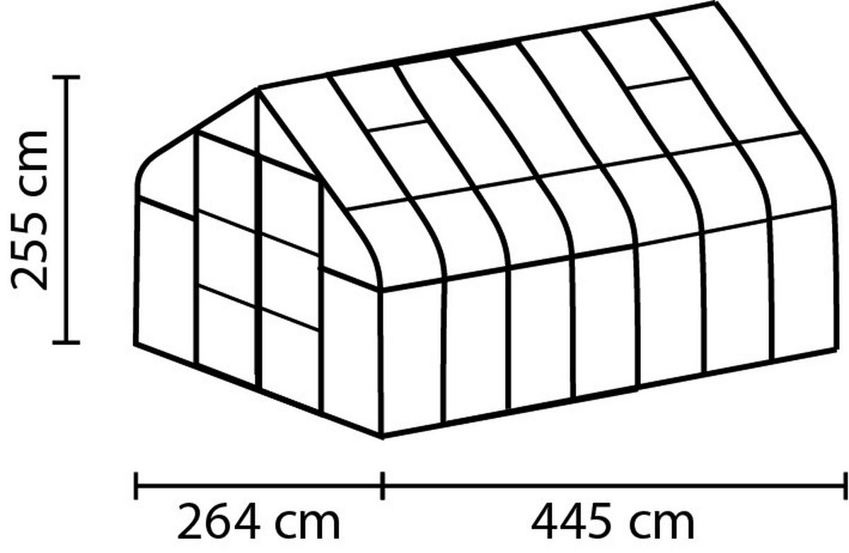 Gewächshaus 263,5x254,5x445 cm Aluminium - Schwarz, Basics, Metall (263,5/254,5/445cm)