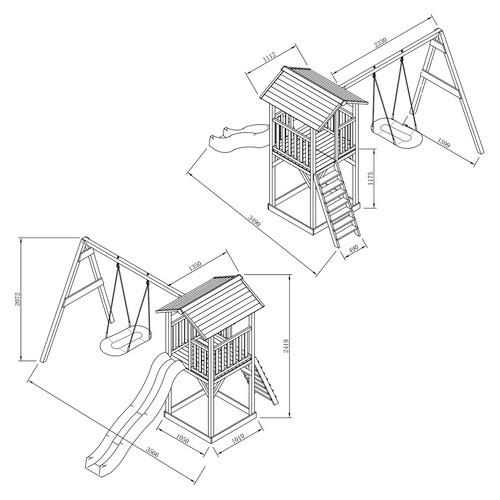 Spielturm Axi Beach Tower Roxy - Blau/Braun, KONVENTIONELL, Holz (356,6/241,9/349cm) - Ambia Garden
