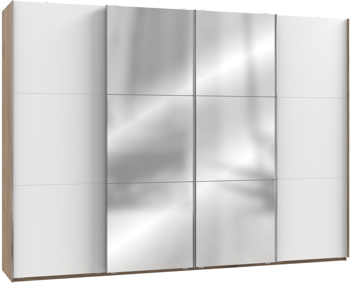 Schwebetürenschrank B: 300 Cm Level, Weiß/eiche Dekor - Eichefarben/Weiß, MODERN, Holzwerkstoff (300/216/65cm) - MID.YOU