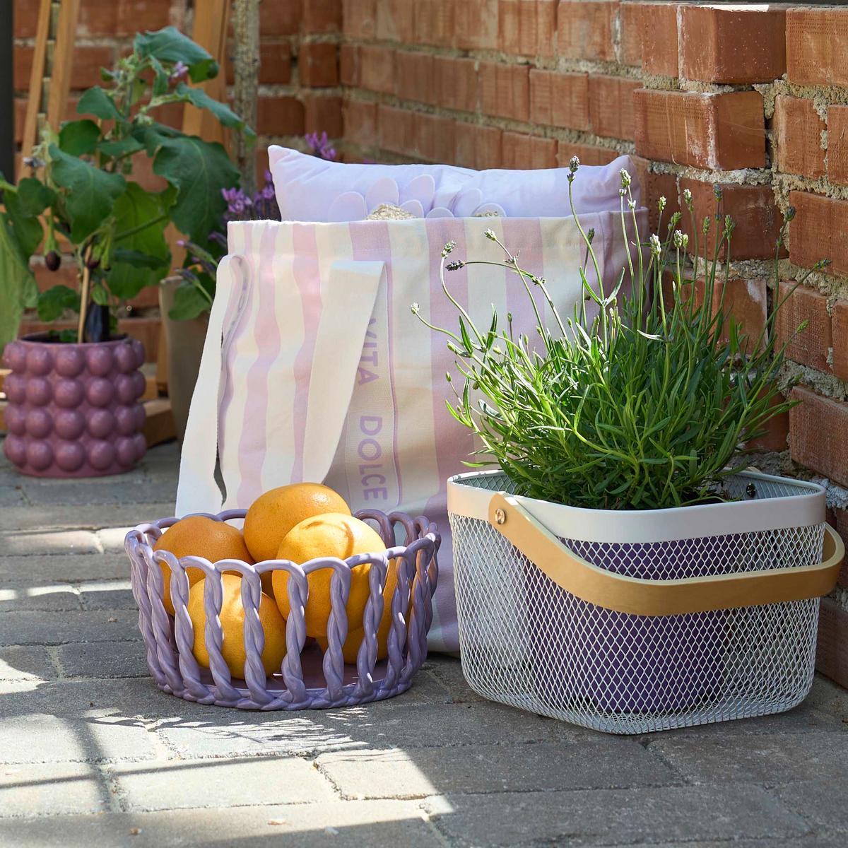 PLÁŽOVÁ TAŠKA MIA - lila/biela, textil (43/60/18cm) - Mömax