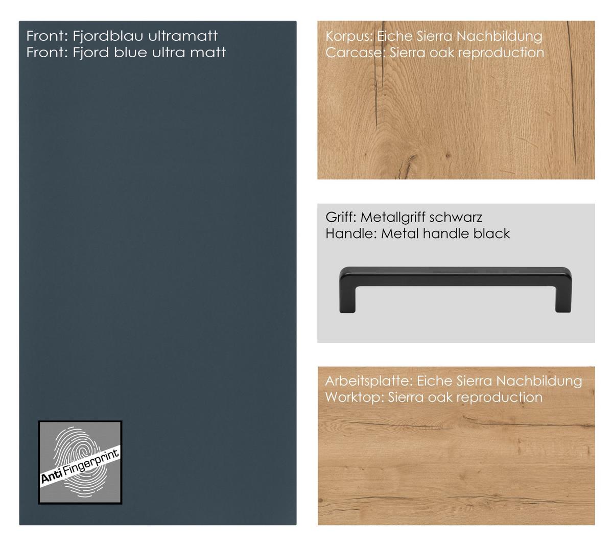 Küchenleerblock Easytouch High-Line, H10 Re. - Blau/Eichefarben, MODERN, Holzwerkstoff (300cm) - Nobilia