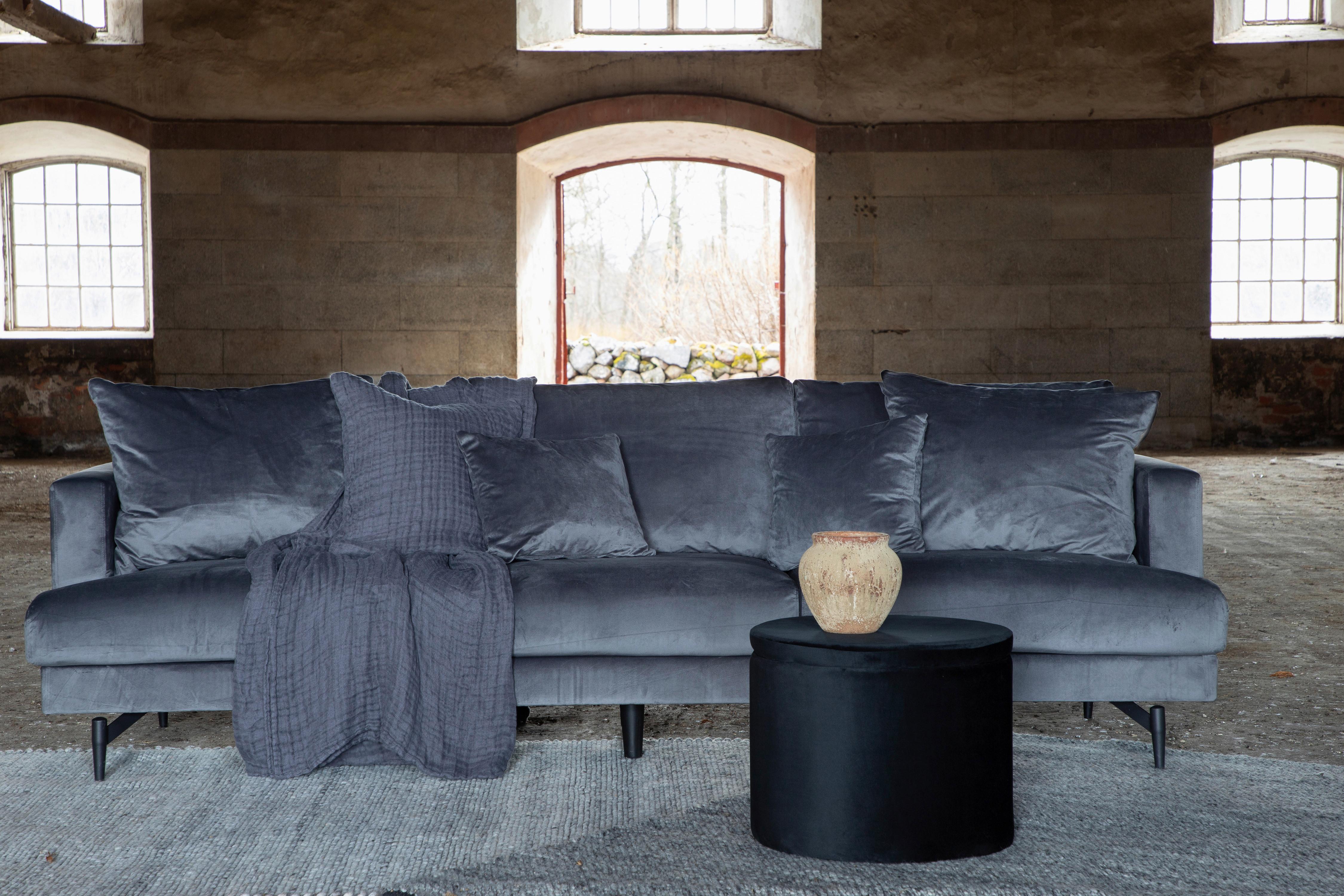 3-sitzer-sofa Sofia - Dunkelgrau/Schwarz, Design, Kunststoff/Textil (260/86/88cm) - Livetastic