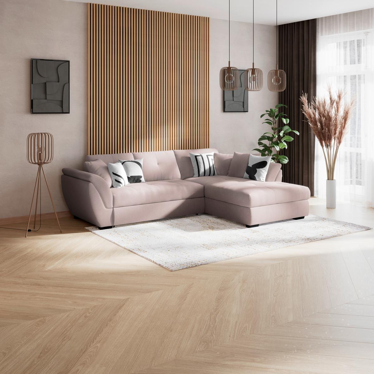 Rohová sedačka BERISSO, pravá, šedobéžová tk. VINCI - černá/šedobéžová, Konvenční, textil (278/187cm) - Ondega