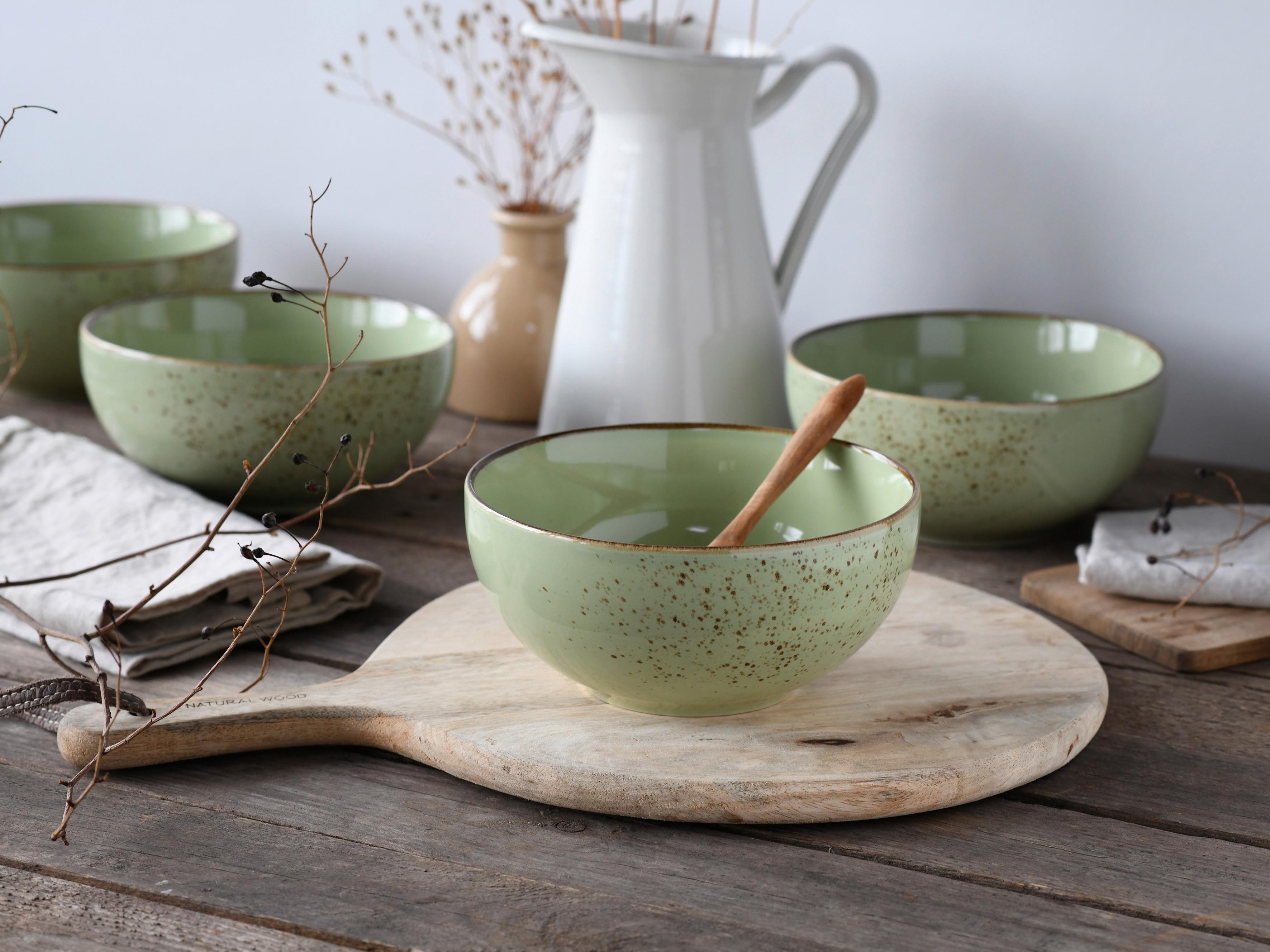 Schüsselset Nature Collection Green Life, 4--Teilig., Grün - Grün, Design, Keramik - Creatable