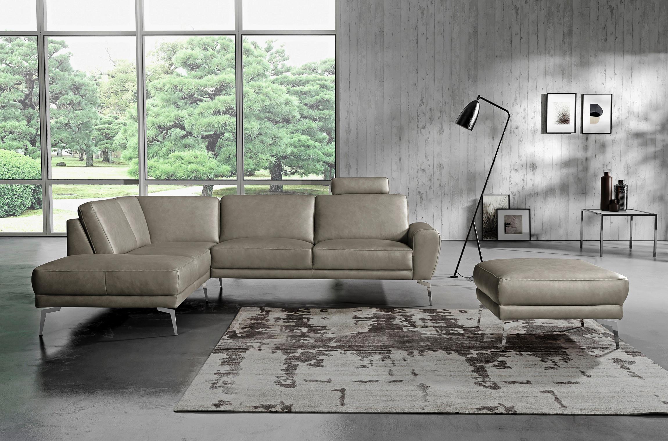 Hocker Spring Schwarz Chrom B: 96 cm - Chromfarben/Grau, Design, Leder (96/45/80cm) - Livetastic