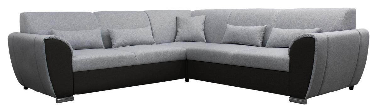 Ecksofa mit Schlaffunktion Delux Schwarz/Hellgrau - Silberfarben/Hellgrau, Design, Textil (266/266cm) - Livetastic