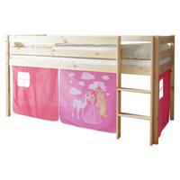 Spielbett Malte Pink Kiefer Massiv 90 Cm Vorhang Leiter - Pink/Naturfarben, Natur, Holz (90/200cm) - MID.YOU