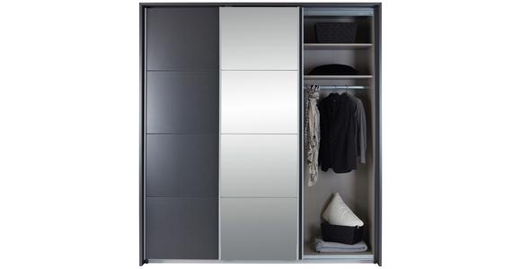 Schwebetürenschrank mit Spiegel B: 203 cm Miami, Grau Metallic - Grau, MODERN, Holzwerkstoff (203/229/62cm) - Luca Bessoni