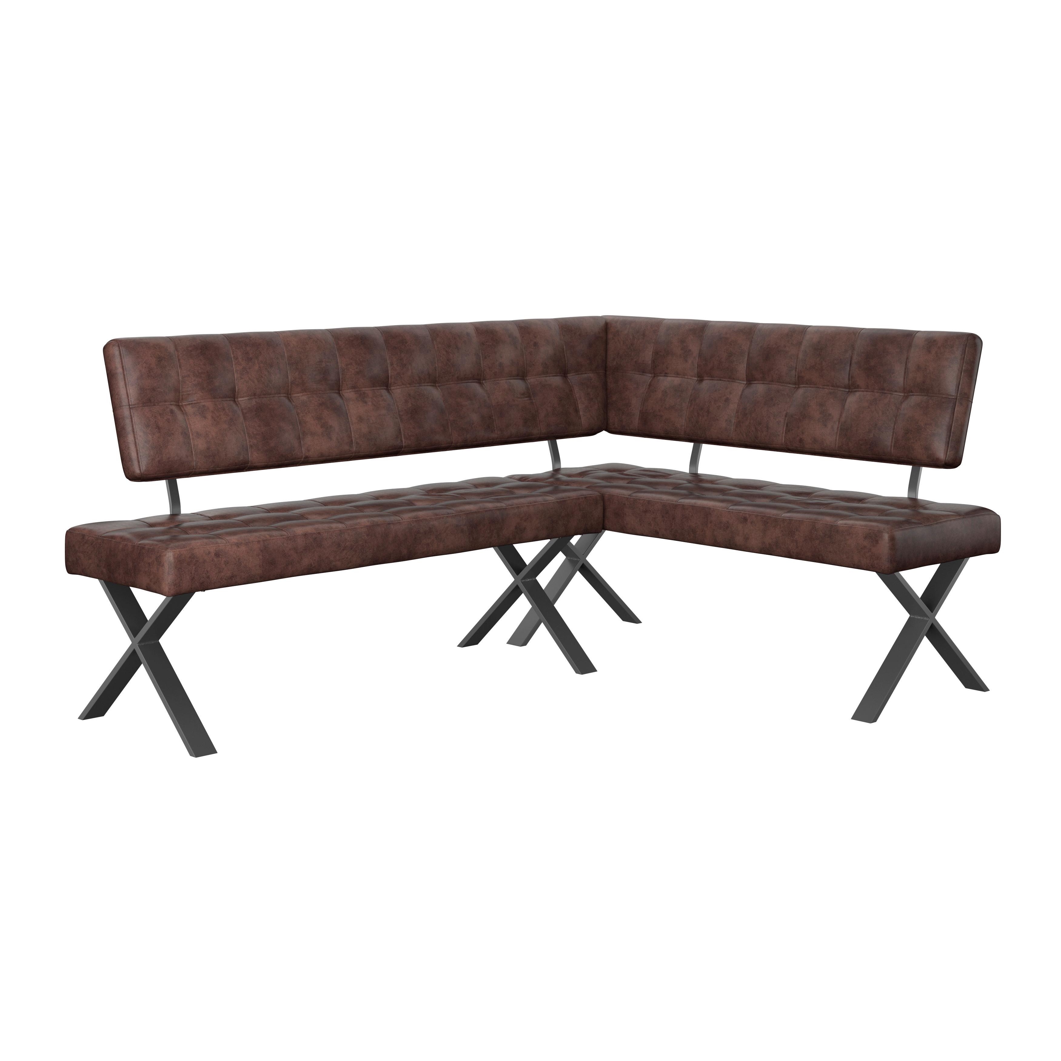 Eckbank Vintage Braun Lederlook Donna 200x150 Cm - Anthrazit/Braun, MODERN, Textil/Metall (200/150cm)
