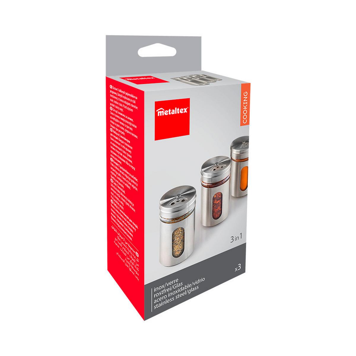 Fűszertartó Készlet 3db-Os - műanyag/fém (5,5/6cm) - Metaltex