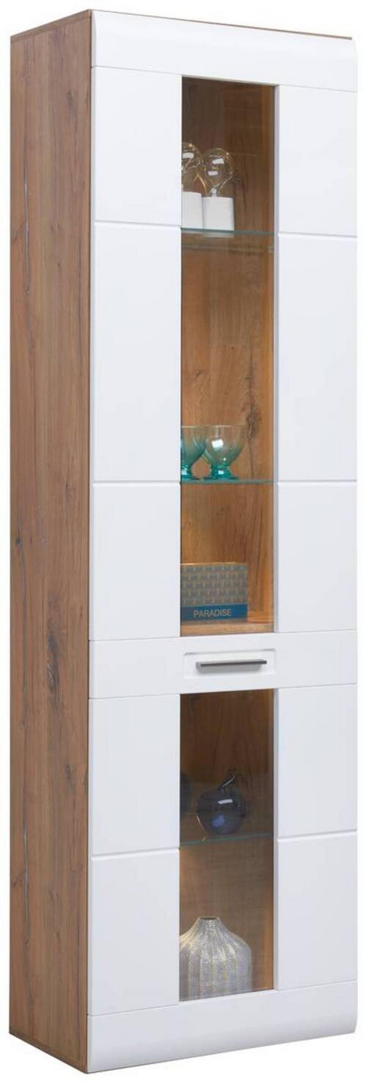 Wohnkombination 4-Tlg. Auris, Weiß/Eiche Dekor - Eichefarben/Weiß, MODERN, Glas/Holzwerkstoff (318,2/204,2/49,6cm) - Luca Bessoni