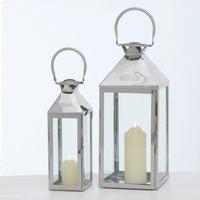 Laterne Jason - Silberfarben, Basics, Glas/Metall (18/18/45cm)